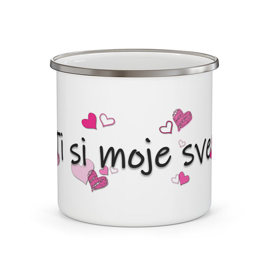 Ti si moje sve - Bijeli emajlirani lončić