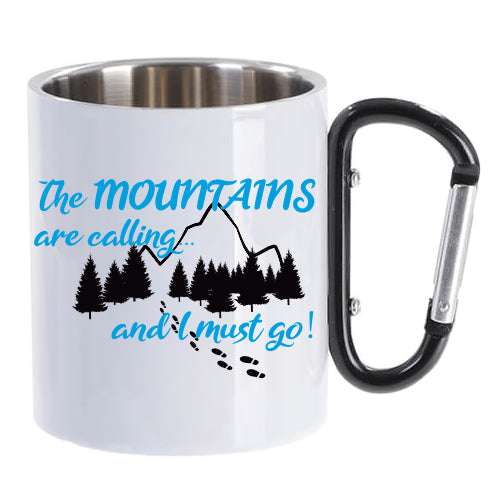 The mountains are calling - Bijeli lončić s karabinerom