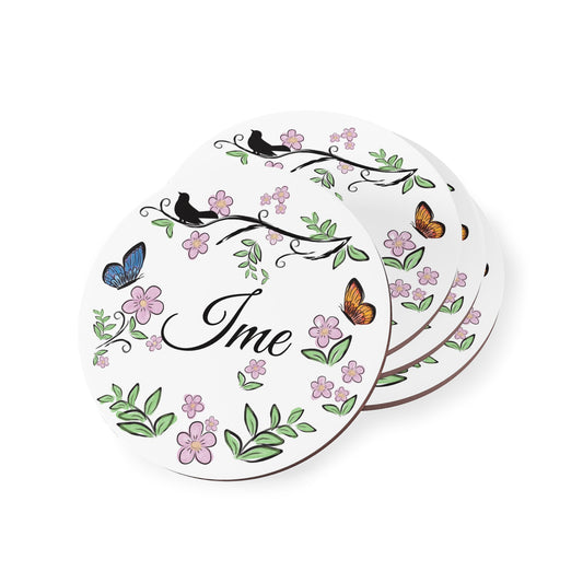 Poklon paket - Bijeli lončić i podmetač sa cvjetnim dizajnom