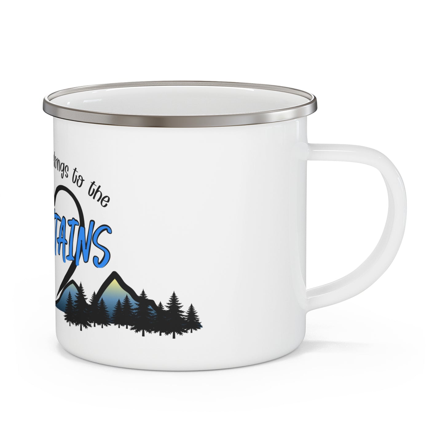 My heart belongs to the mountains - Bijeli emajlirani lončić