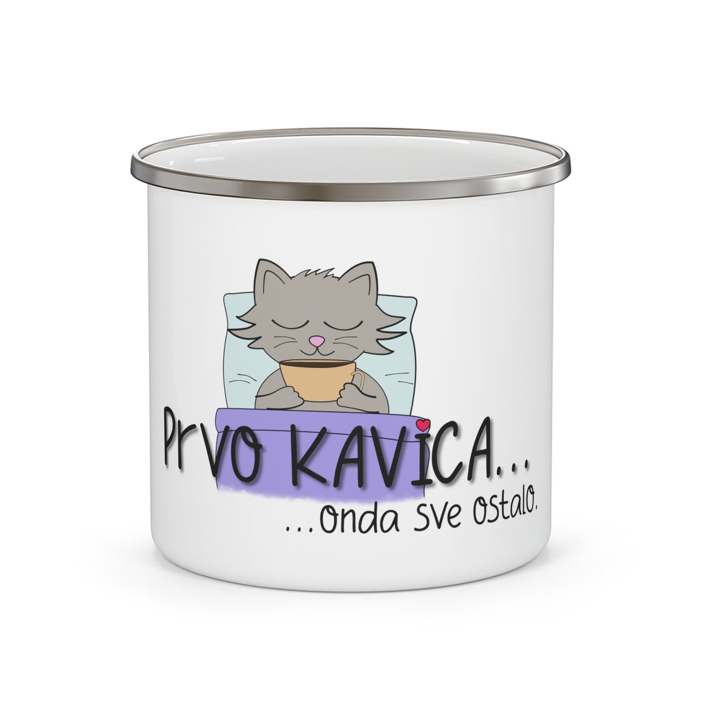 Prvo kavica - Bijeli emajlirani lončić