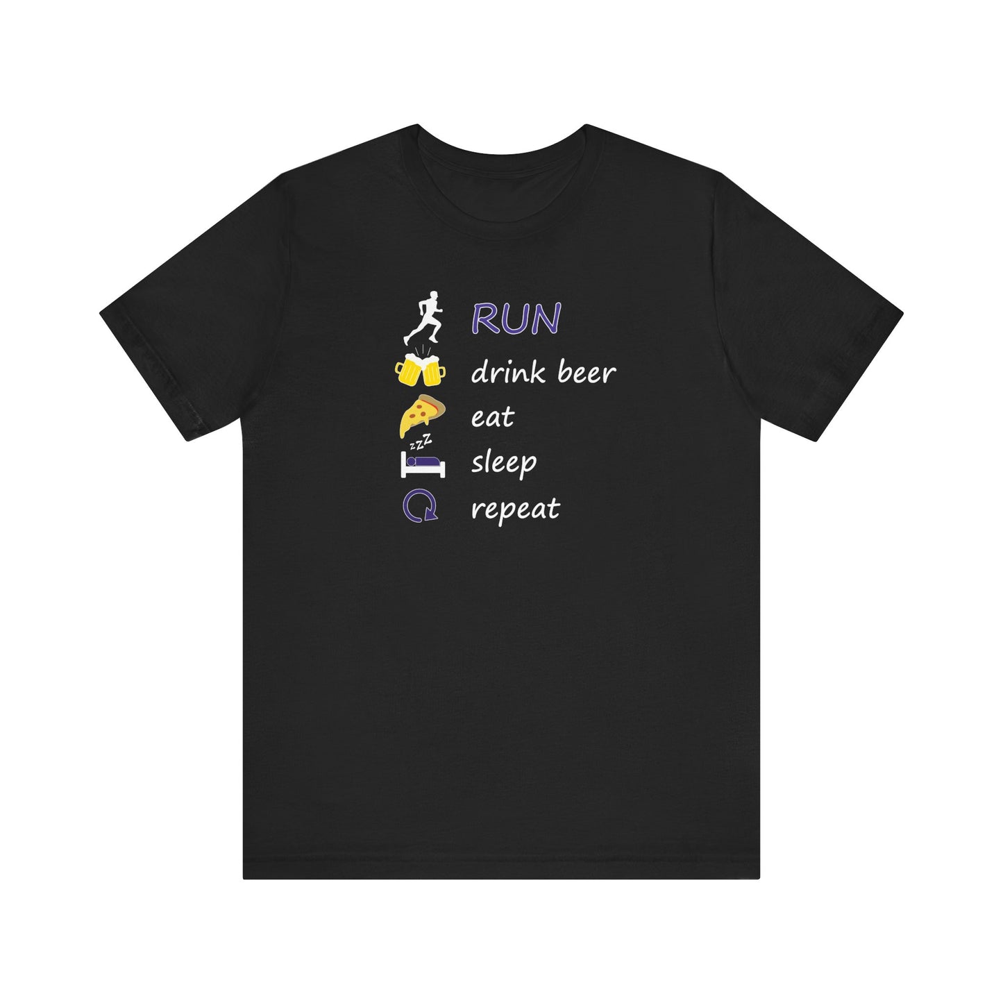 Run - drink beer - repeat - Pamučna majica kratki rukav (CRNA)