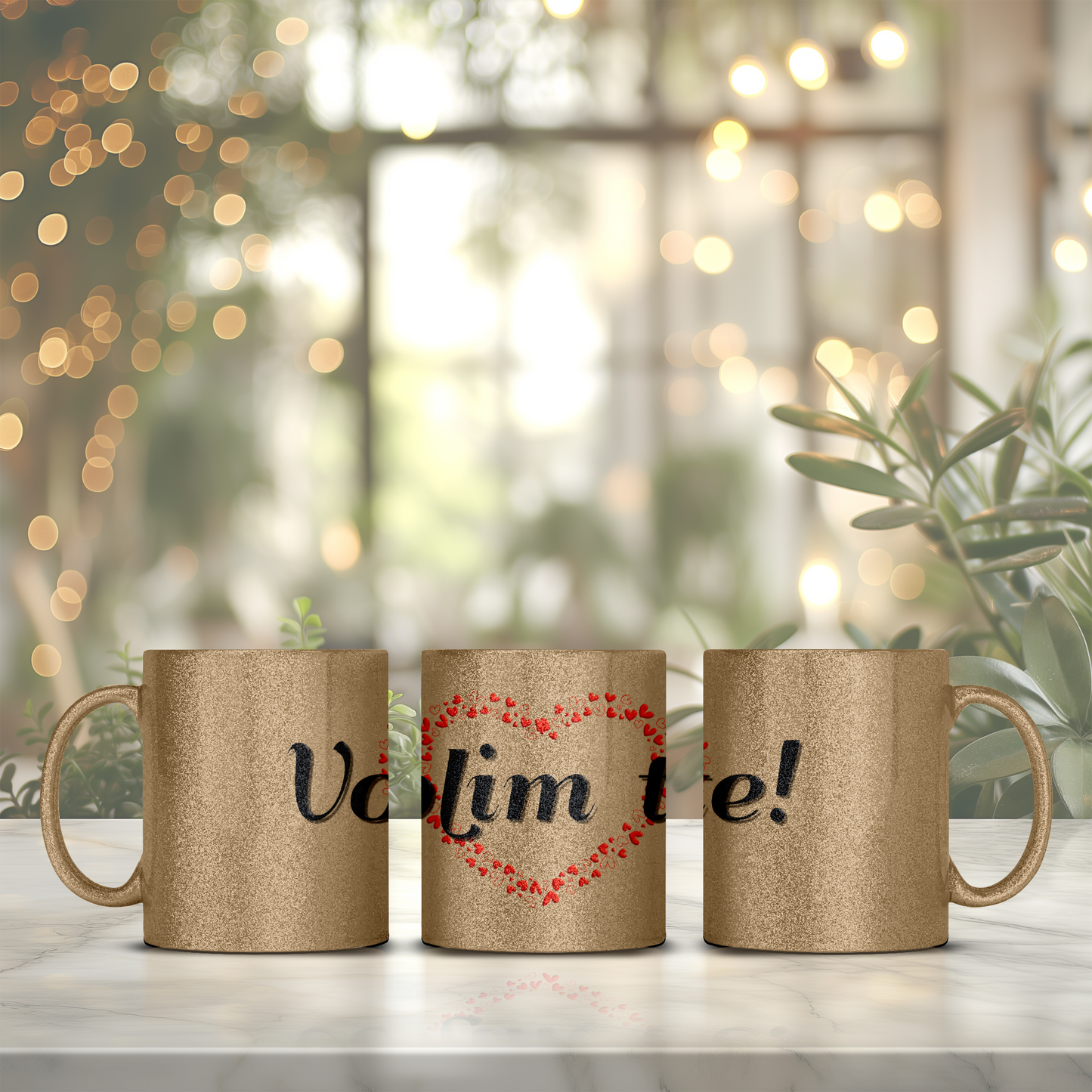 Volim te - Glitter šalica