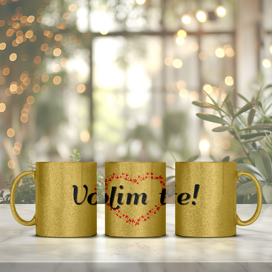 Volim te - Glitter šalica