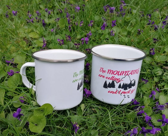 The mountains are calling - Bijeli emajlirani lončić