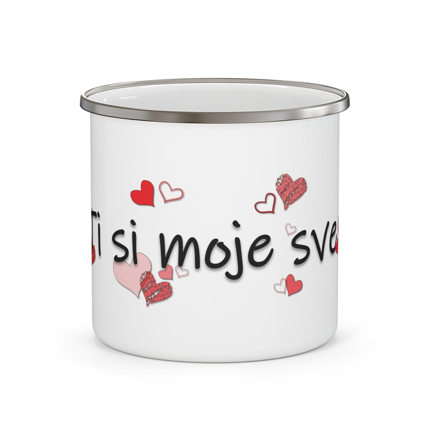 Ti si moje sve - Bijeli emajlirani lončić