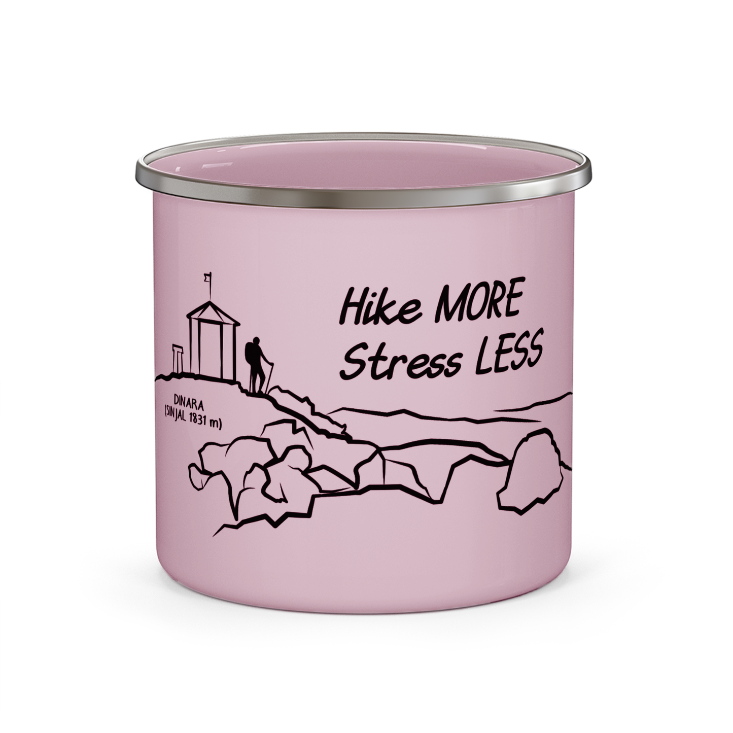Hike more stress less - Metalni lončić u boji