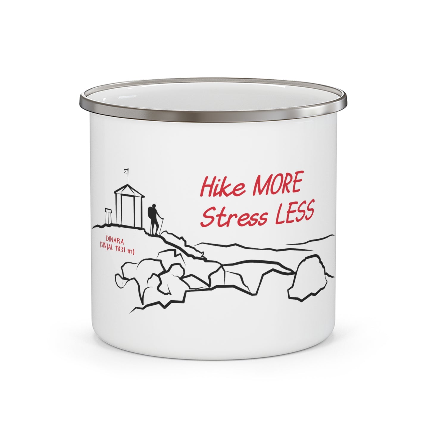 Hike more stress less - Bijeli emajlirani lončić