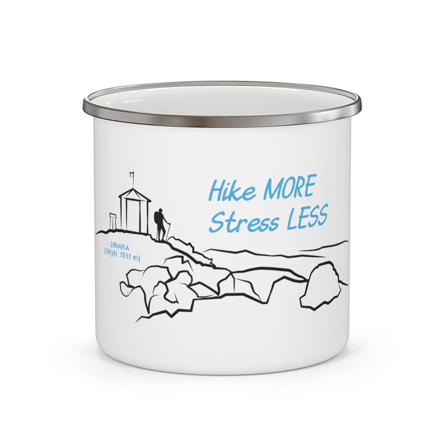 Hike more stress less - Bijeli emajlirani lončić