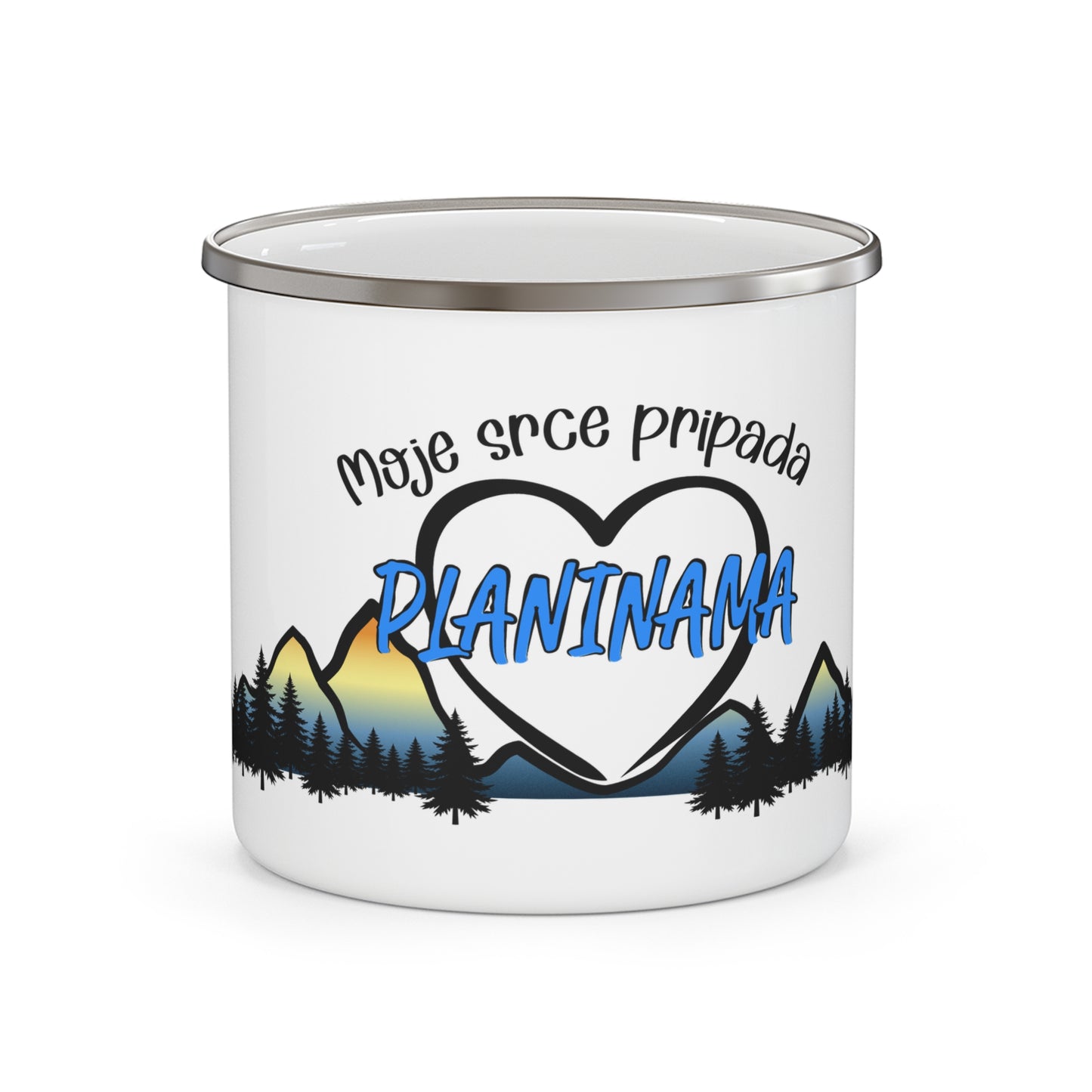 Moje srce pripada planinama - Bijeli emajlirani lončić