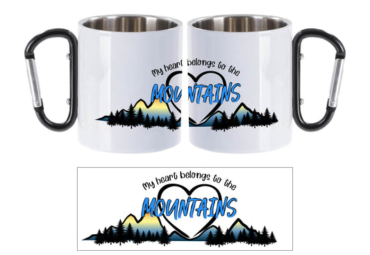 My heart belongs to the mountains - Bijeli lončić s karabinerom