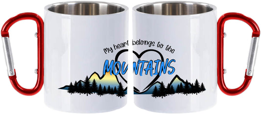 My heart belongs to the mountains - Bijeli lončić s karabinerom