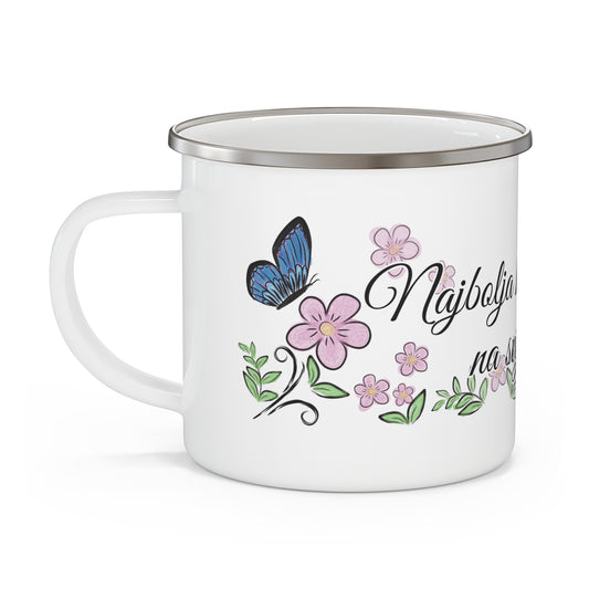 Najbolja mama/sestra/... - Bijeli emajlirani lončić