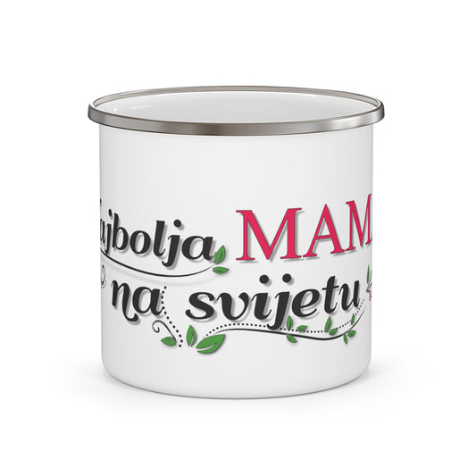 Najbolja mama na svijetu - Bijeli emajlirani lončić