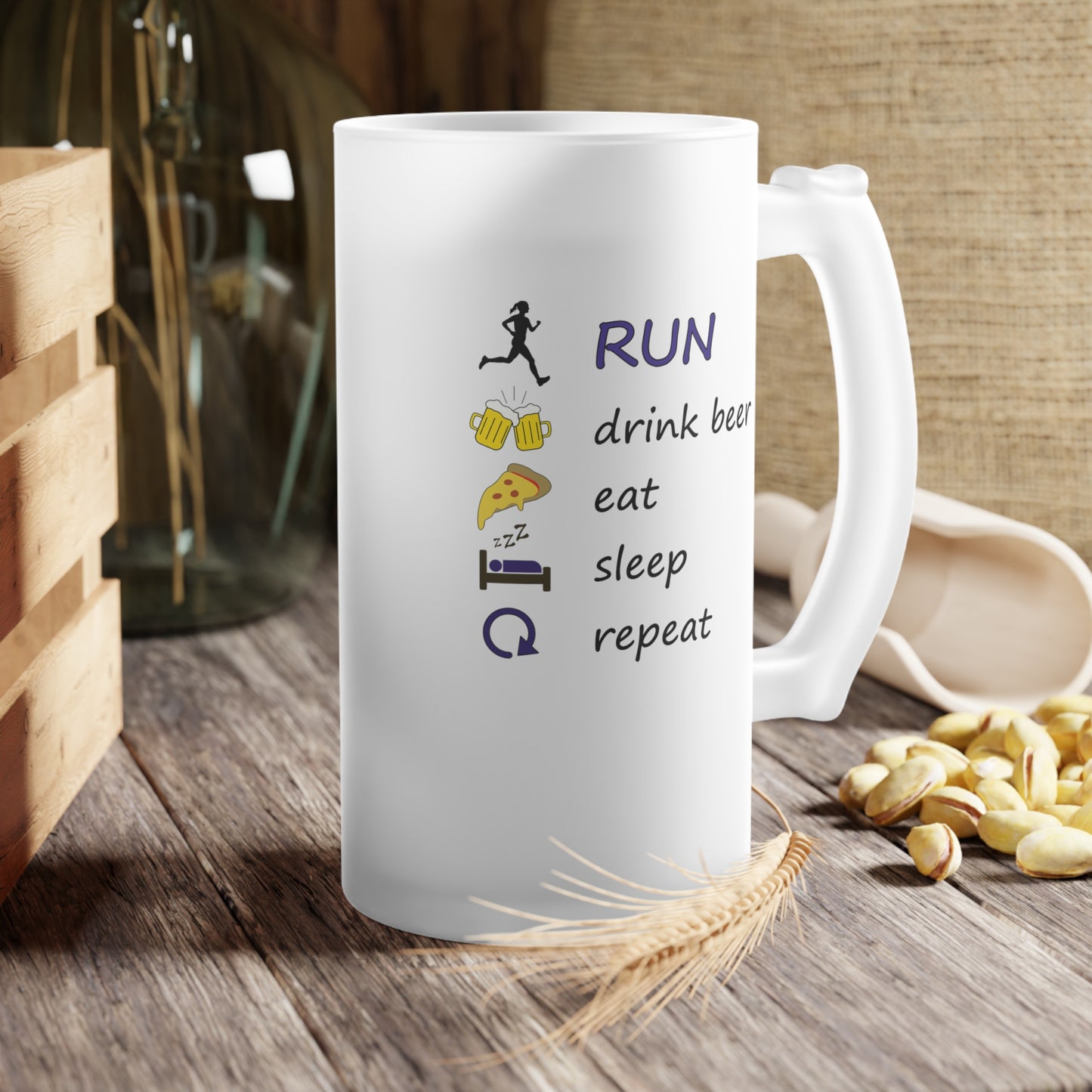 Run - drink beer - repeat - Staklena krigla