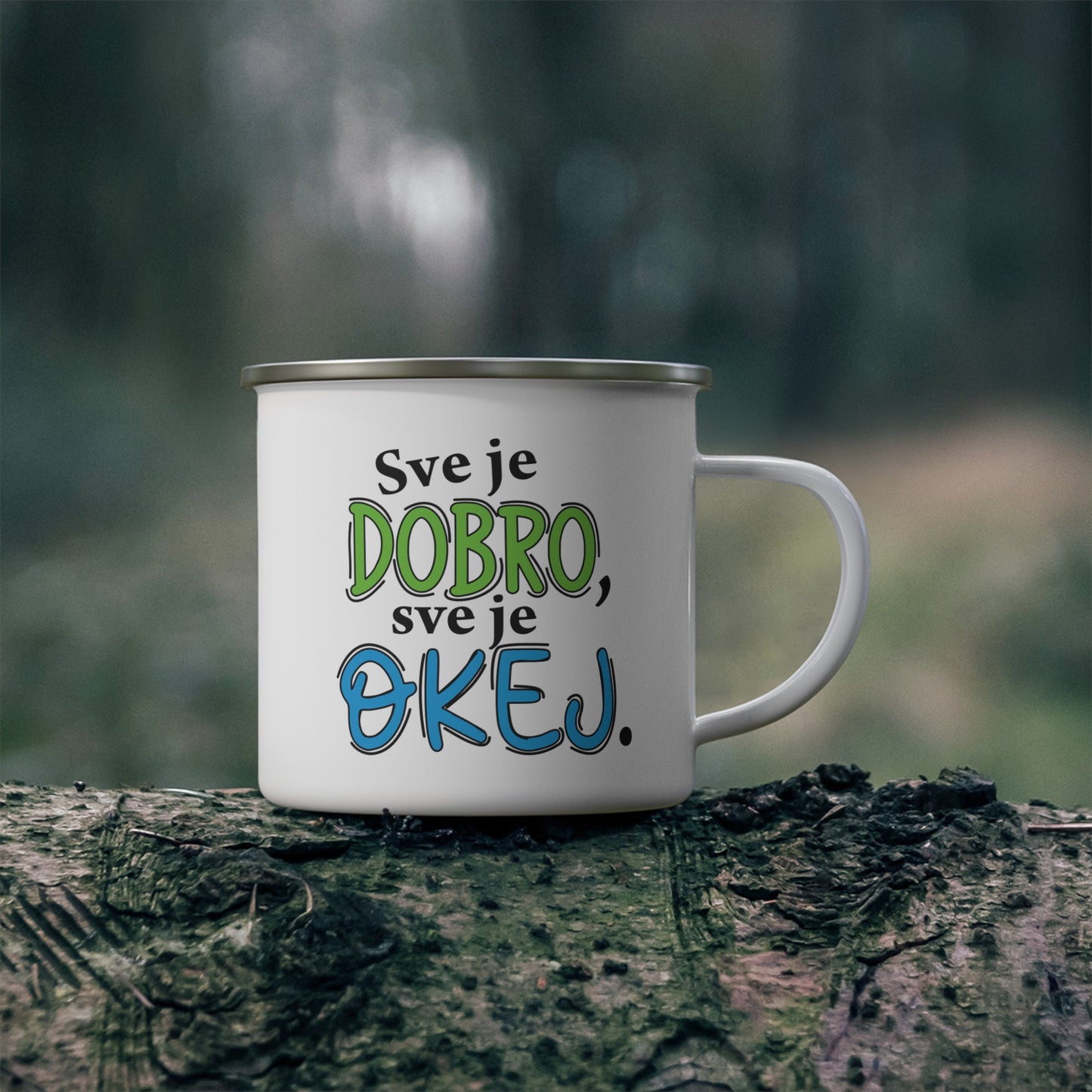 Sve je dobro, sve je okej - Bijeli emajlirani lončić