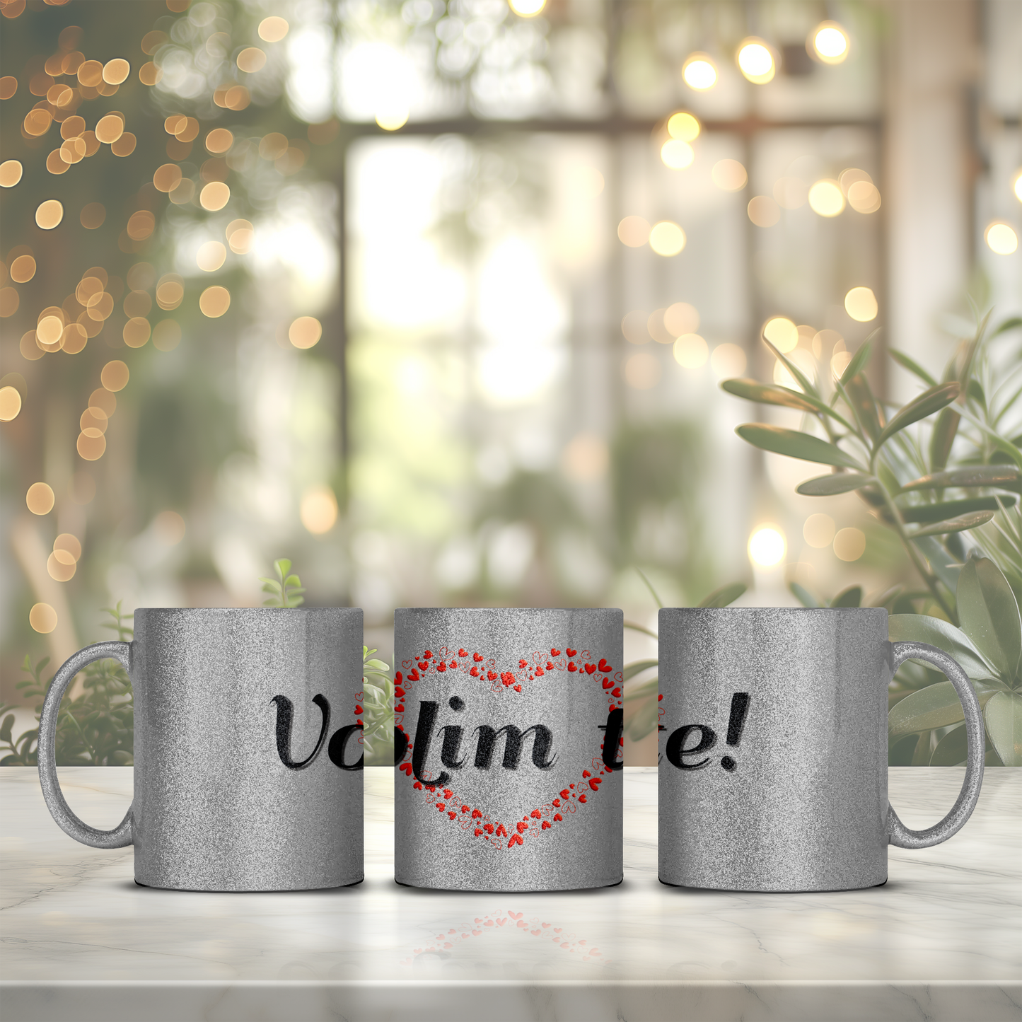 Volim te - Glitter šalica